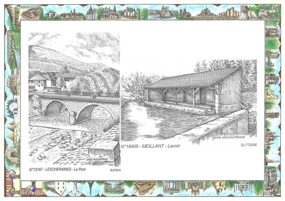 MONOCARTE N 18405-73187 - MEILLANT - lavoir / LESCHERAINES - le pont