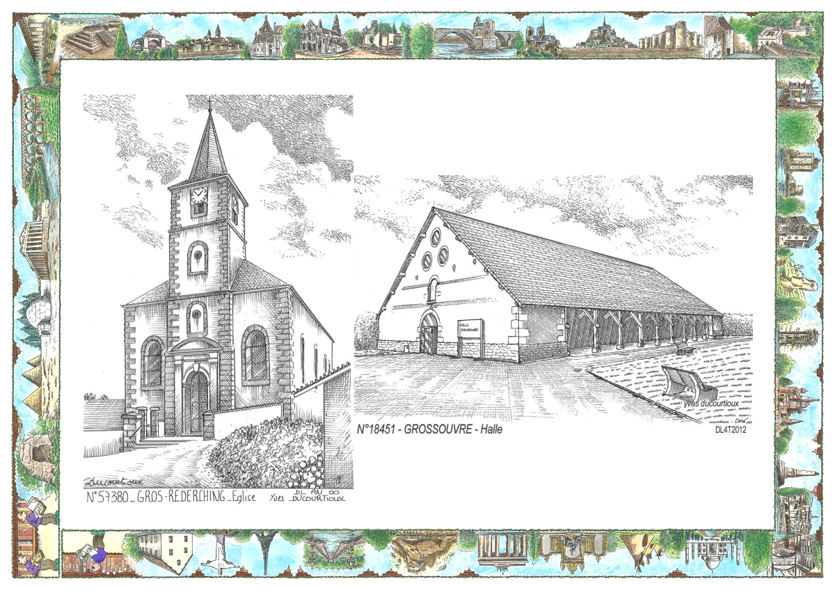 MONOCARTE N 18451-57380 - GROSSOUVRE - halle / GROS REDERCHING - �glise