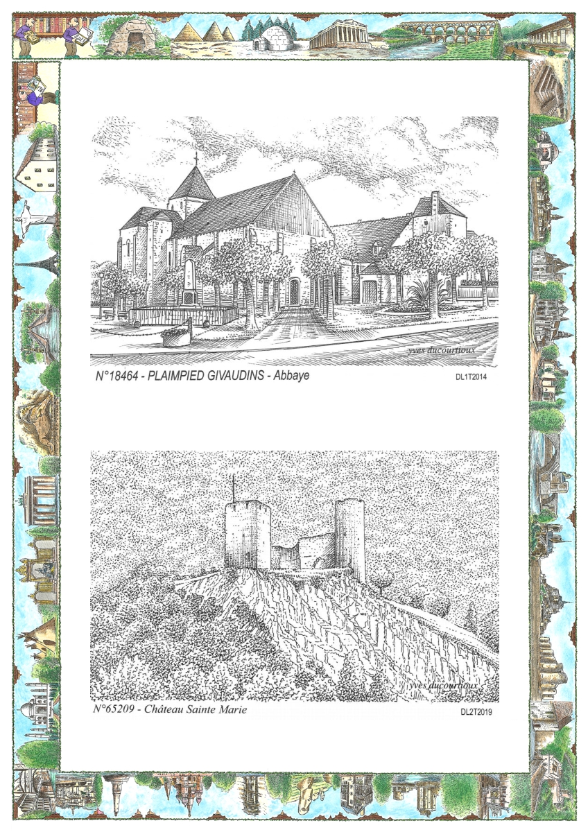 MONOCARTE N 18464-65209 - PLAIMPIED GIVAUDINS - abbaye / ESQUIEZE SERE - ch�teau sainte marie
