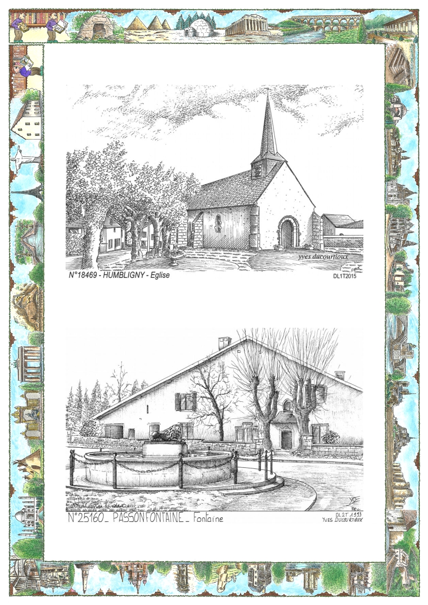 MONOCARTE N 18469-25160 - HUMBLIGNY - �glise / PASSONFONTAINE - fontaine
