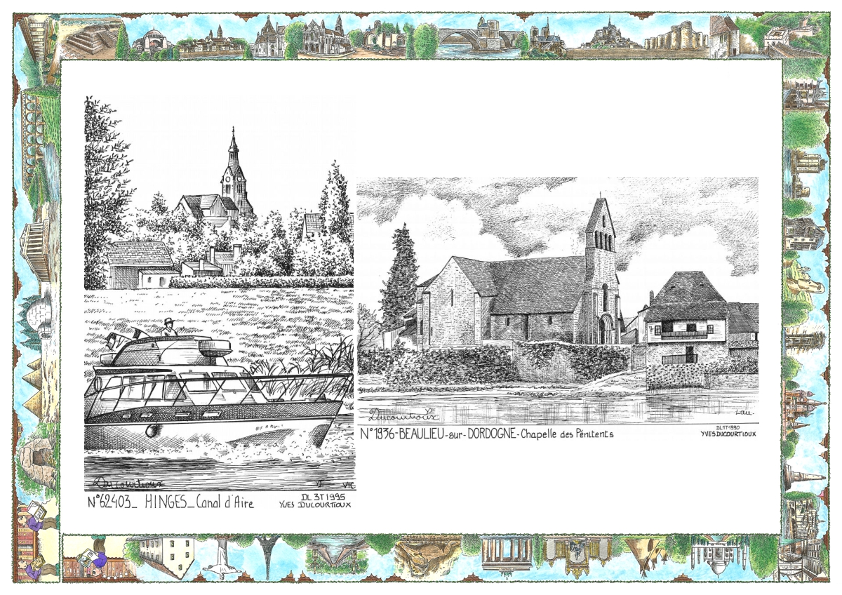 MONOCARTE N 19036-62403 - BEAULIEU SUR DORDOGNE - chapelle des p�nitents / HINGES - canal d aire