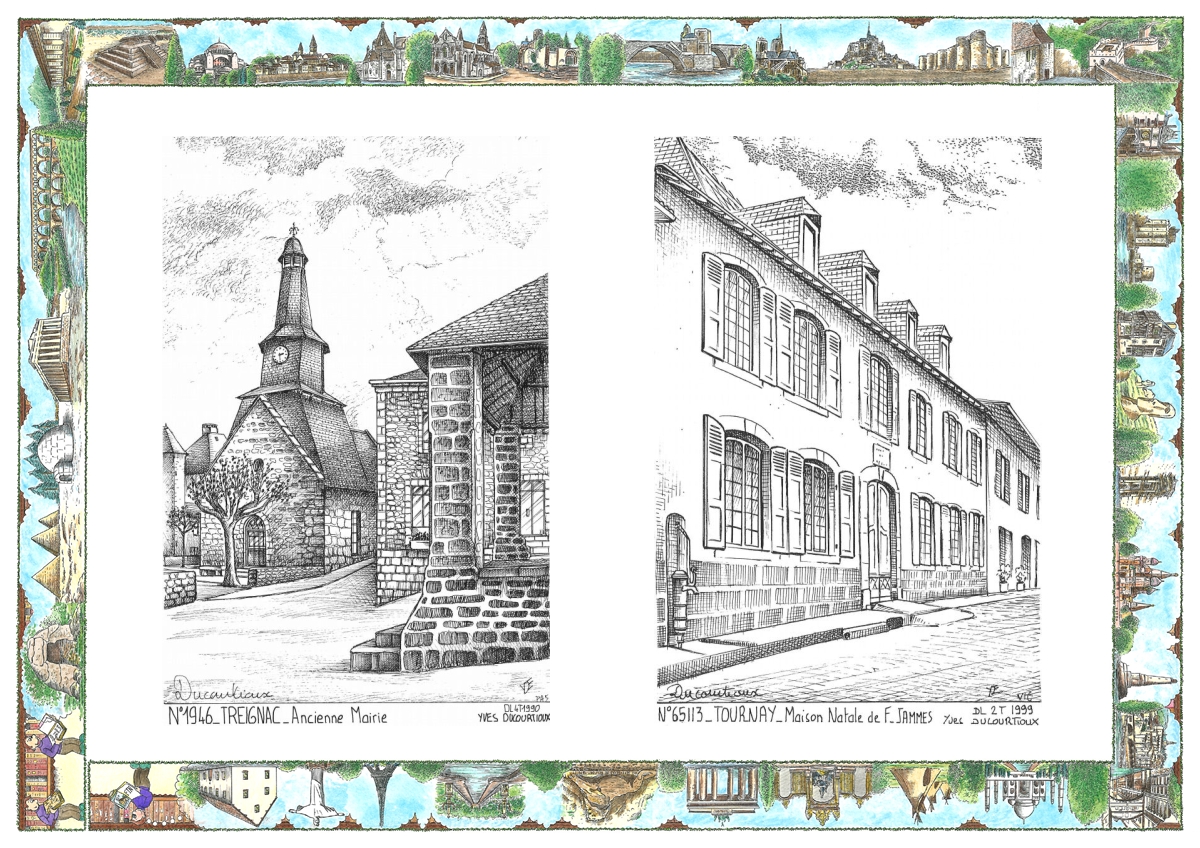 MONOCARTE N 19046-65113 - TREIGNAC - ancienne mairie / TOURNAY - maison natale de f. jammes