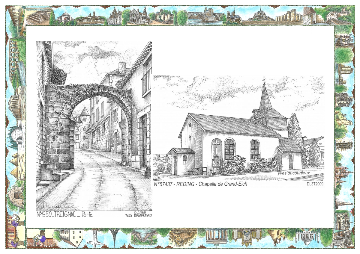 MONOCARTE N 19050-57437 - TREIGNAC - porte / REDING - chapelle de grand eich