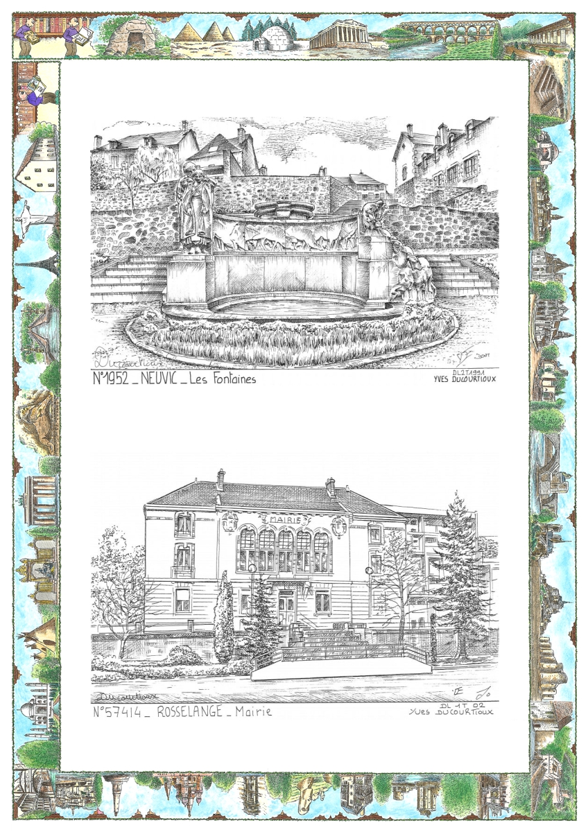 MONOCARTE N 19052-57414 - NEUVIC - les fontaines / ROSSELANGE - mairie