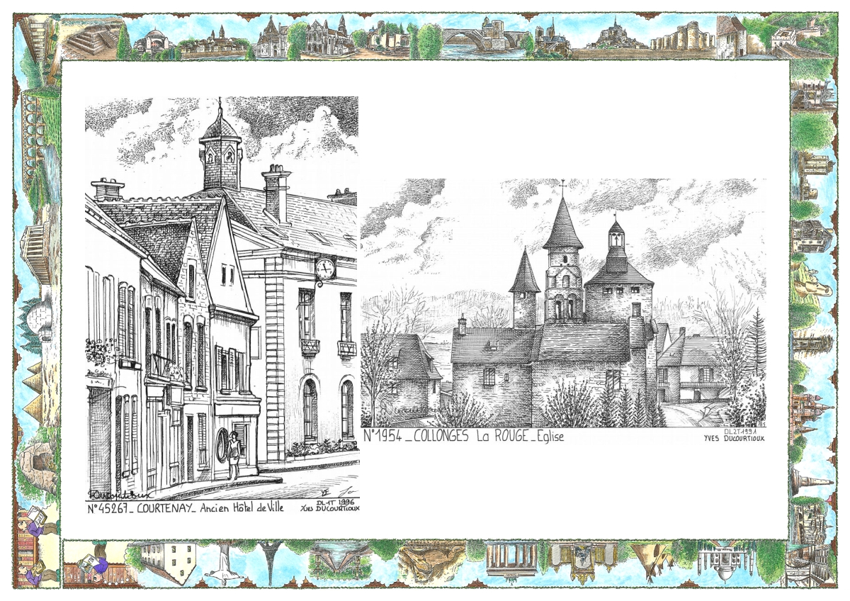 MONOCARTE N 19054-45267 - COLLONGES LA ROUGE - �glise / COURTENAY - ancien h�tel de ville