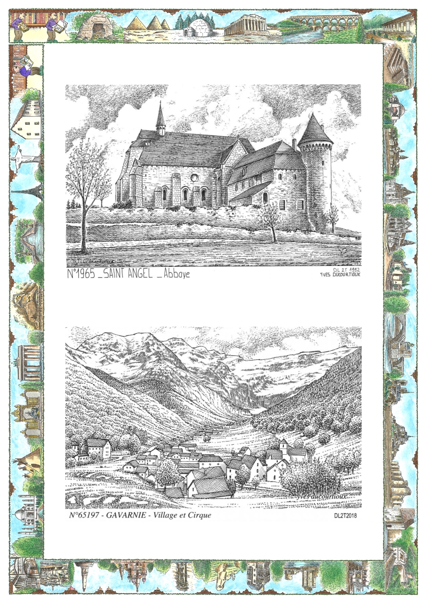 MONOCARTE N 19065-65197 - ST ANGEL - abbaye / GAVARNIE - village et cirque