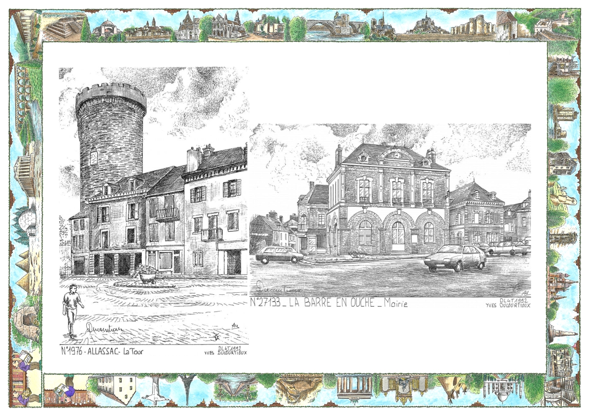 MONOCARTE N 19076-27133 - ALLASSAC - la tour / LA BARRE EN OUCHE - mairie