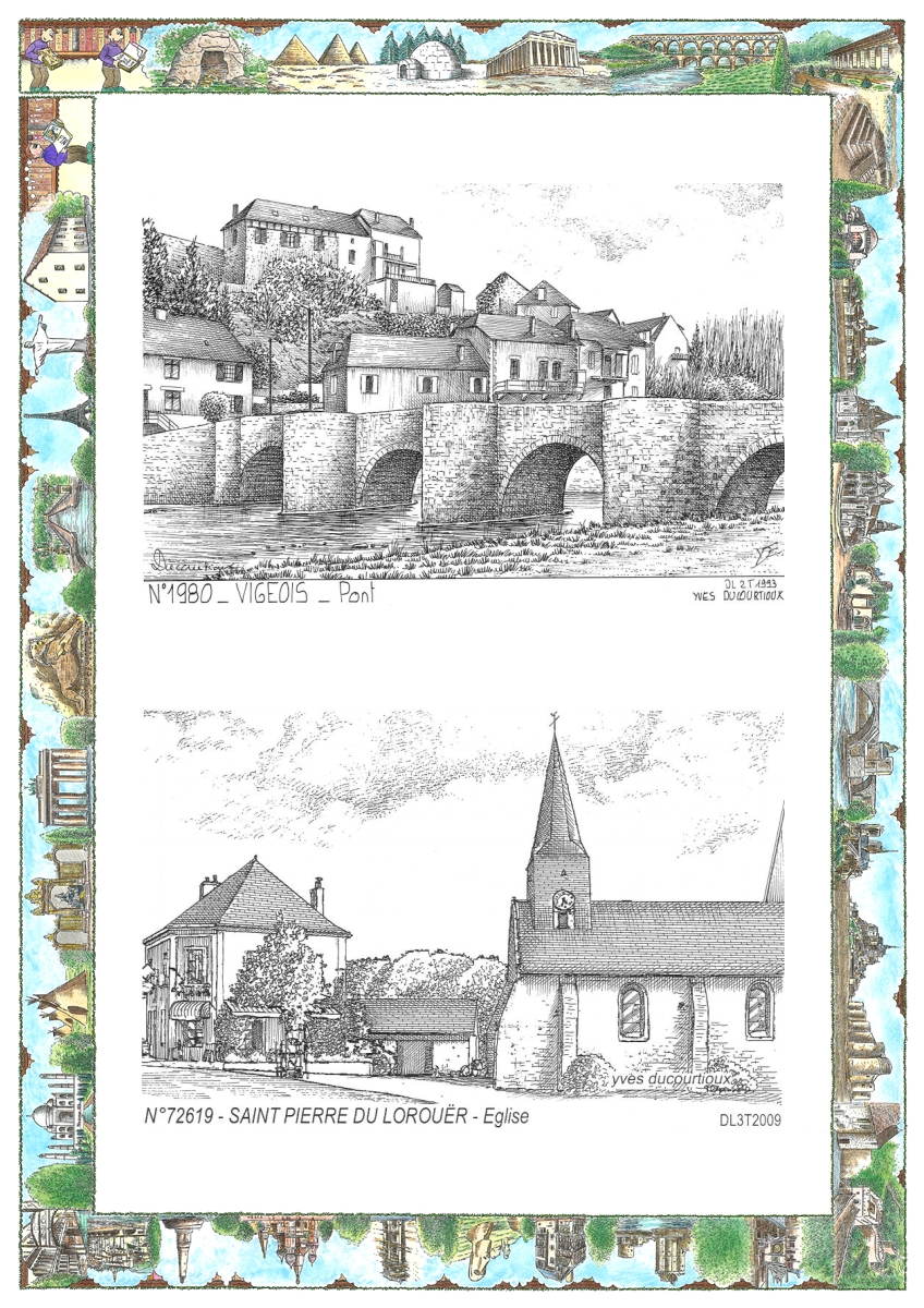 MONOCARTE N 19080-72619 - VIGEOIS - pont / ST PIERRE DU LOROUER - �glise