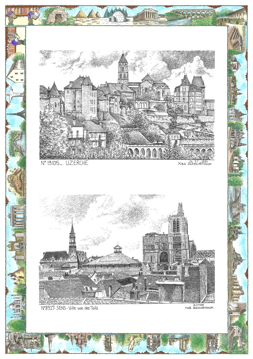 MONOCARTE N 19105-89027 - UZERCHE - vue / SENS - ville vue des toits