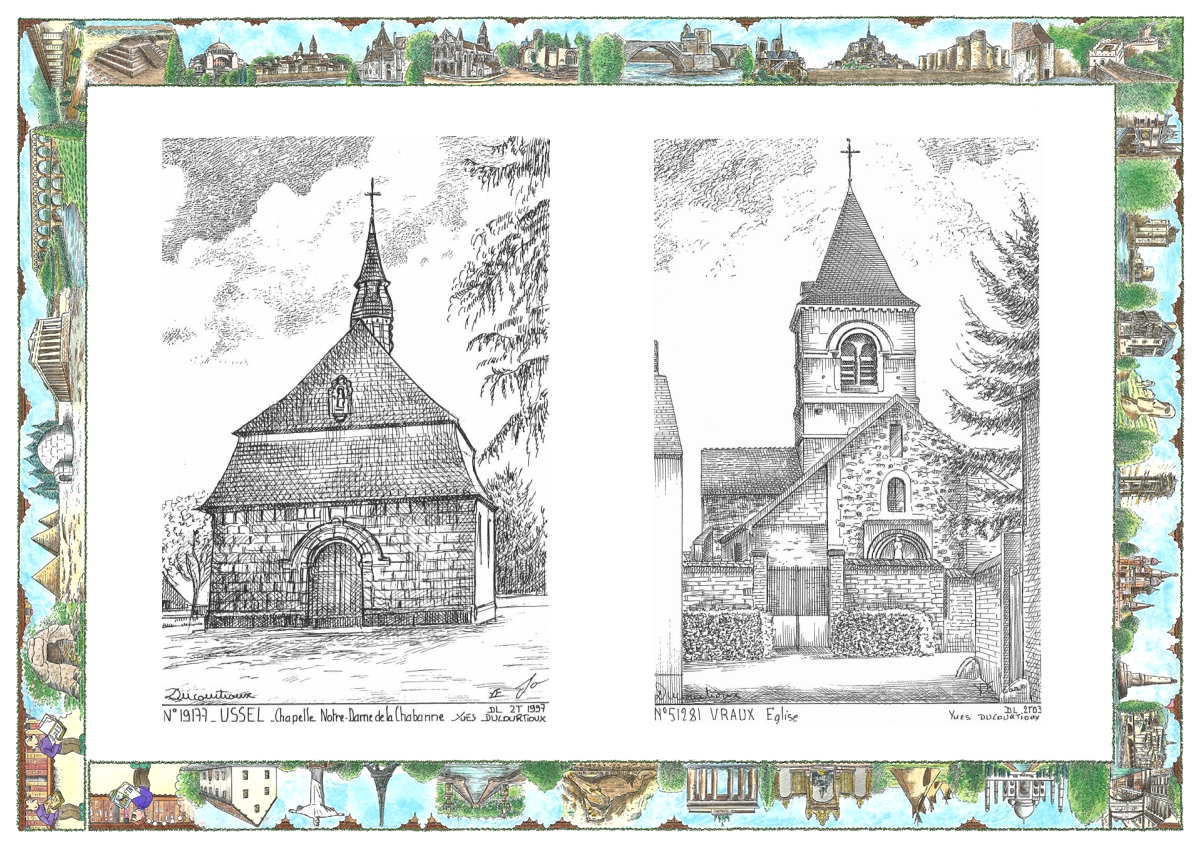 MONOCARTE N 19177-51281 - USSEL - chapelle nd de la chabanne / VRAUX - �glise