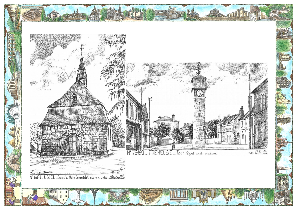 MONOCARTE N 19177-78169 - USSEL - chapelle nd de la chabanne / FRENEUSE - tour (d apr�s ca)