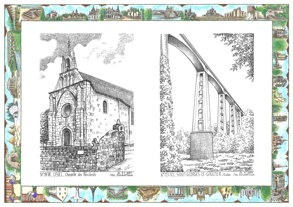 MONOCARTE N 19178-72470 - USSEL - chapelle des p�nitents / ST GEORGES LE GAULTIER - viaduc