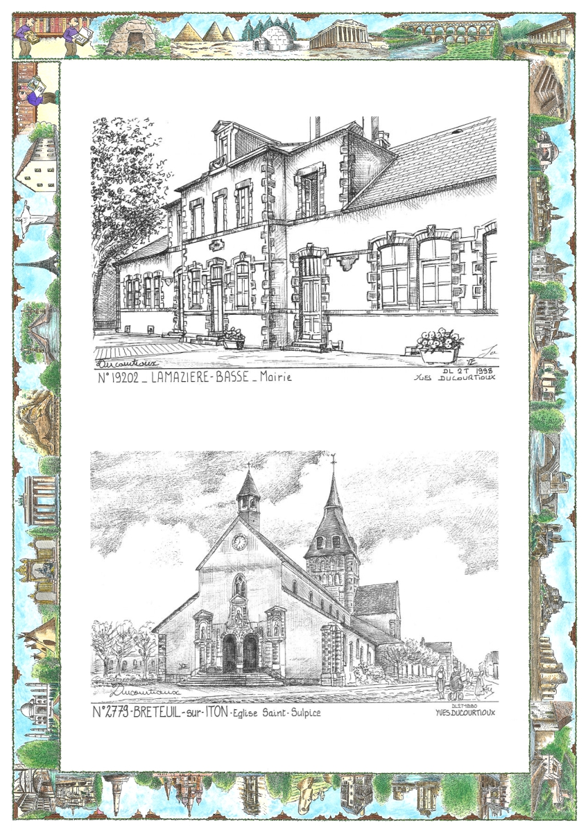 MONOCARTE N 19202-27079 - LAMAZIERE BASSE - mairie / BRETEUIL SUR ITON - �glise st sulpice
