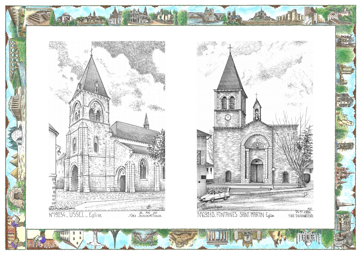MONOCARTE N 19234-69210 - USSEL - �glise / FONTAINES ST MARTIN - �glise