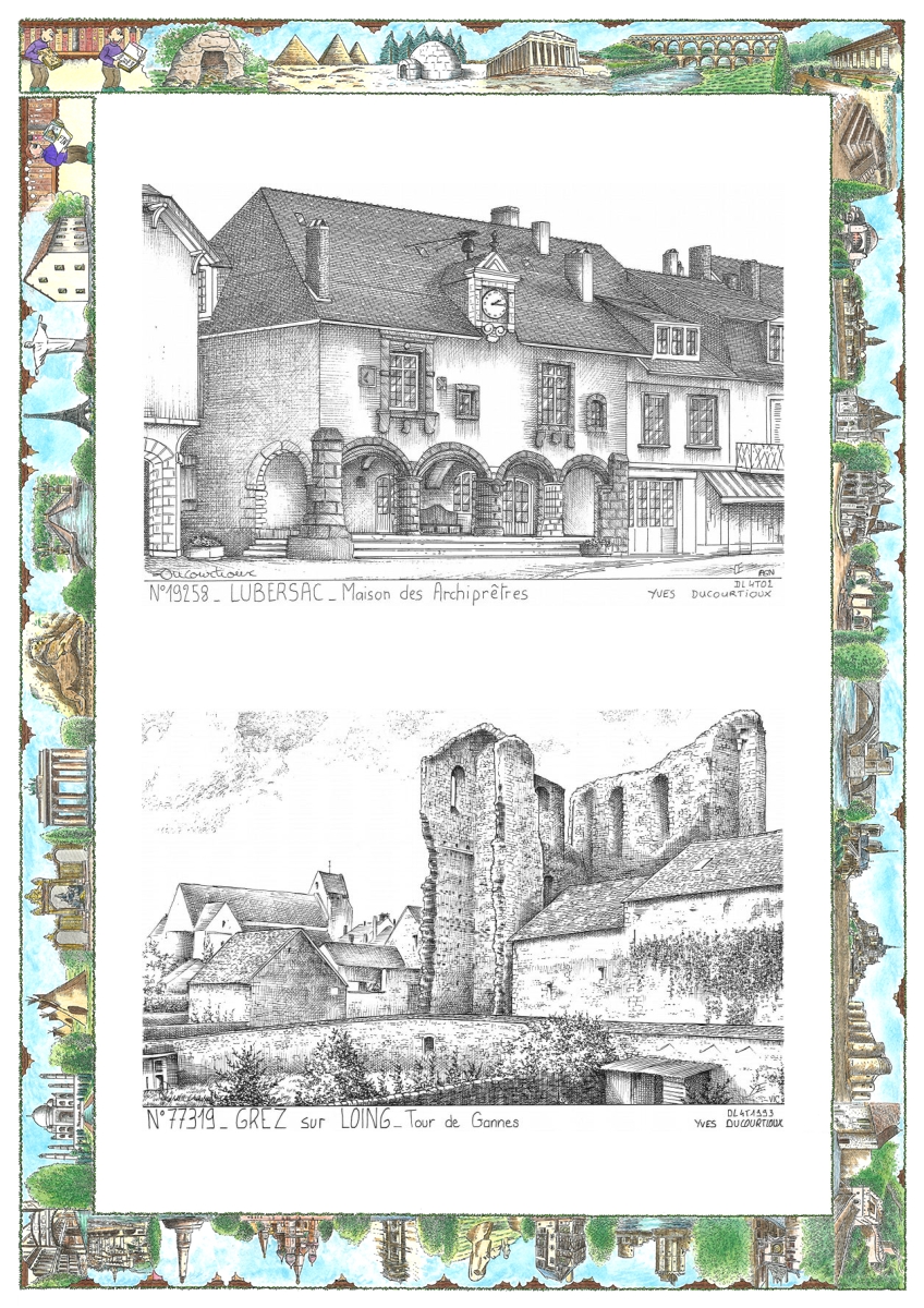 MONOCARTE N 19258-77319 - LUBERSAC - maison des archipr�tres / GREZ SUR LOING - tour de gannes