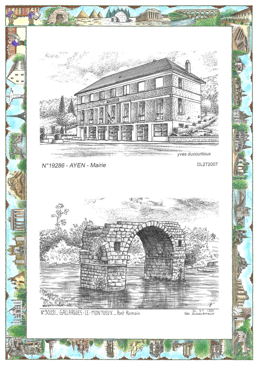 MONOCARTE N 19286-30221 - AYEN - mairie / GALLARGUES LE MONTUEUX - pont romain