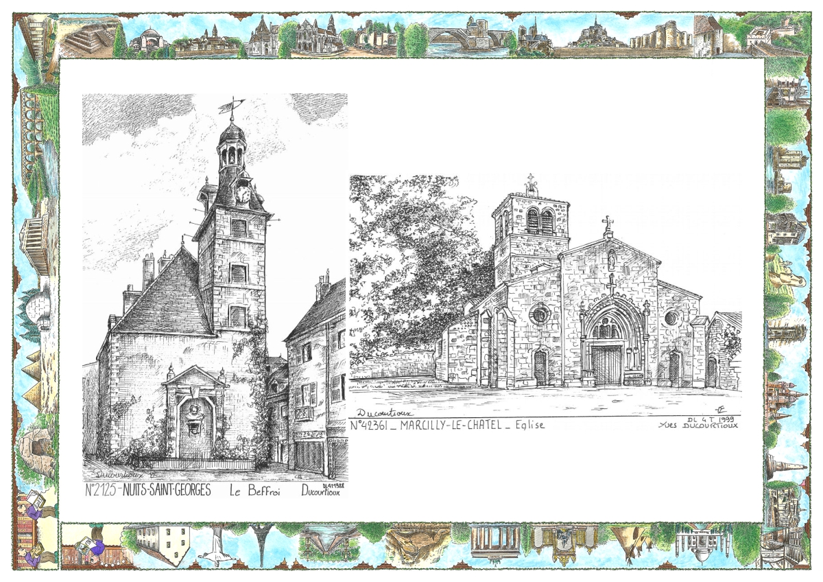 MONOCARTE N 21025-42361 - NUITS ST GEORGES - beffroi / MARCILLY LE CHATEL - �glise