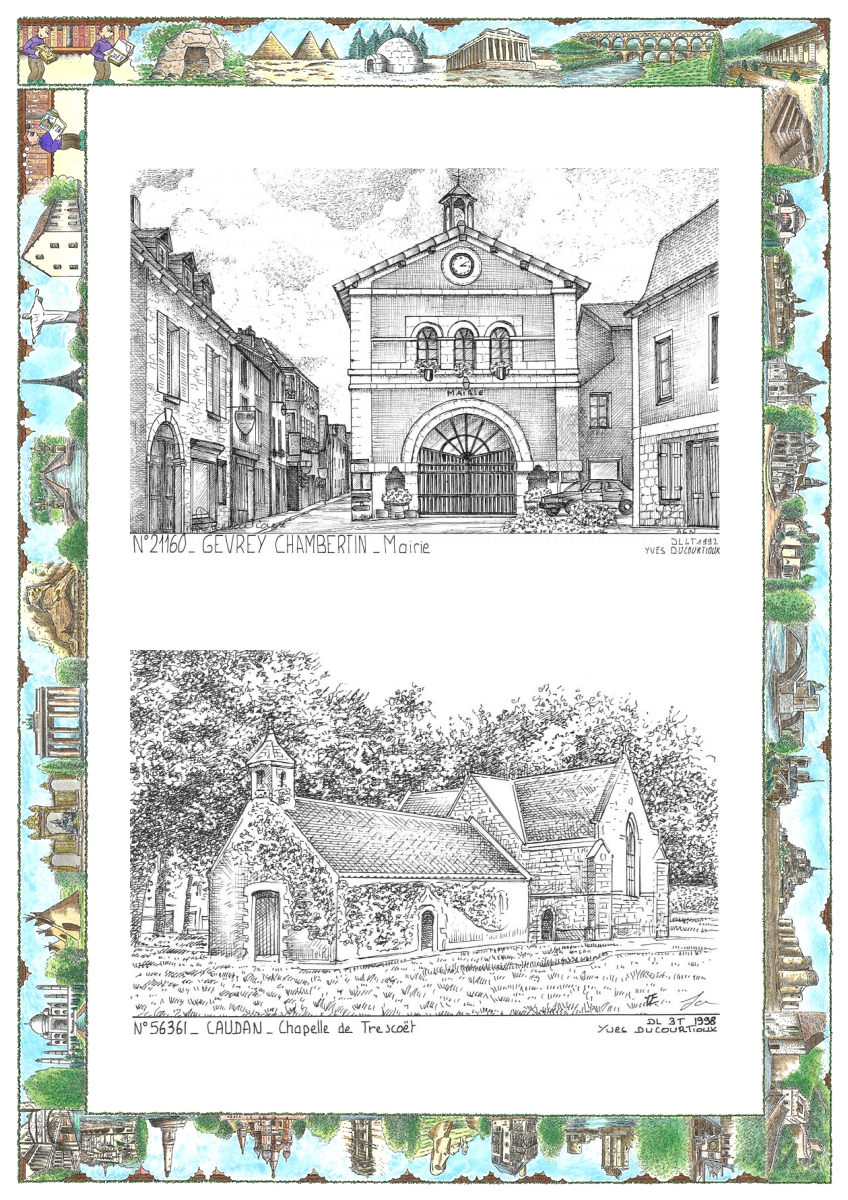 MONOCARTE N 21160-56361 - GEVREY CHAMBERTIN - ancienne mairie / CAUDAN - chapelle de tresco�t