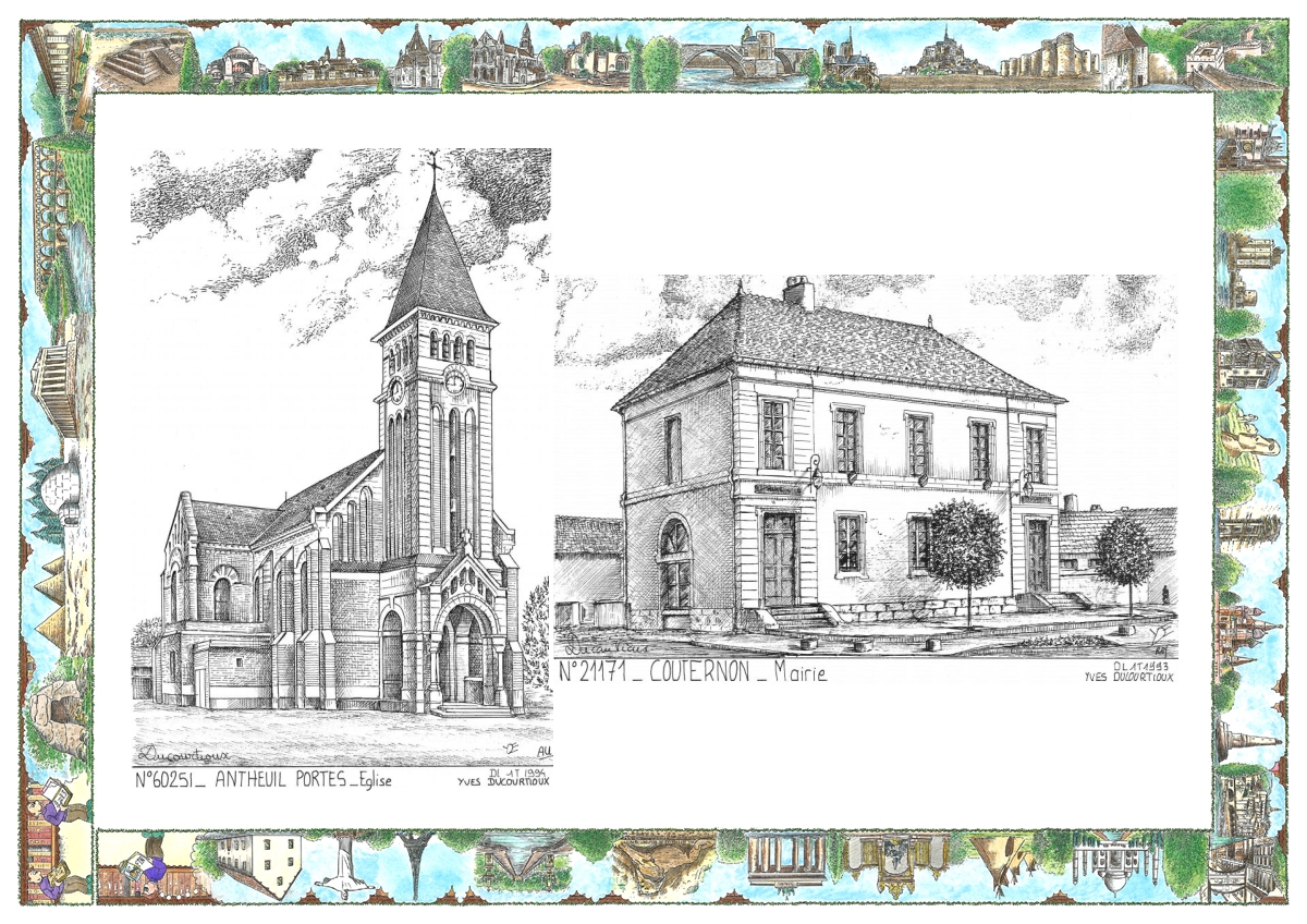 MONOCARTE N 21171-60251 - COUTERNON - mairie / ANTHEUIL PORTES - �glise
