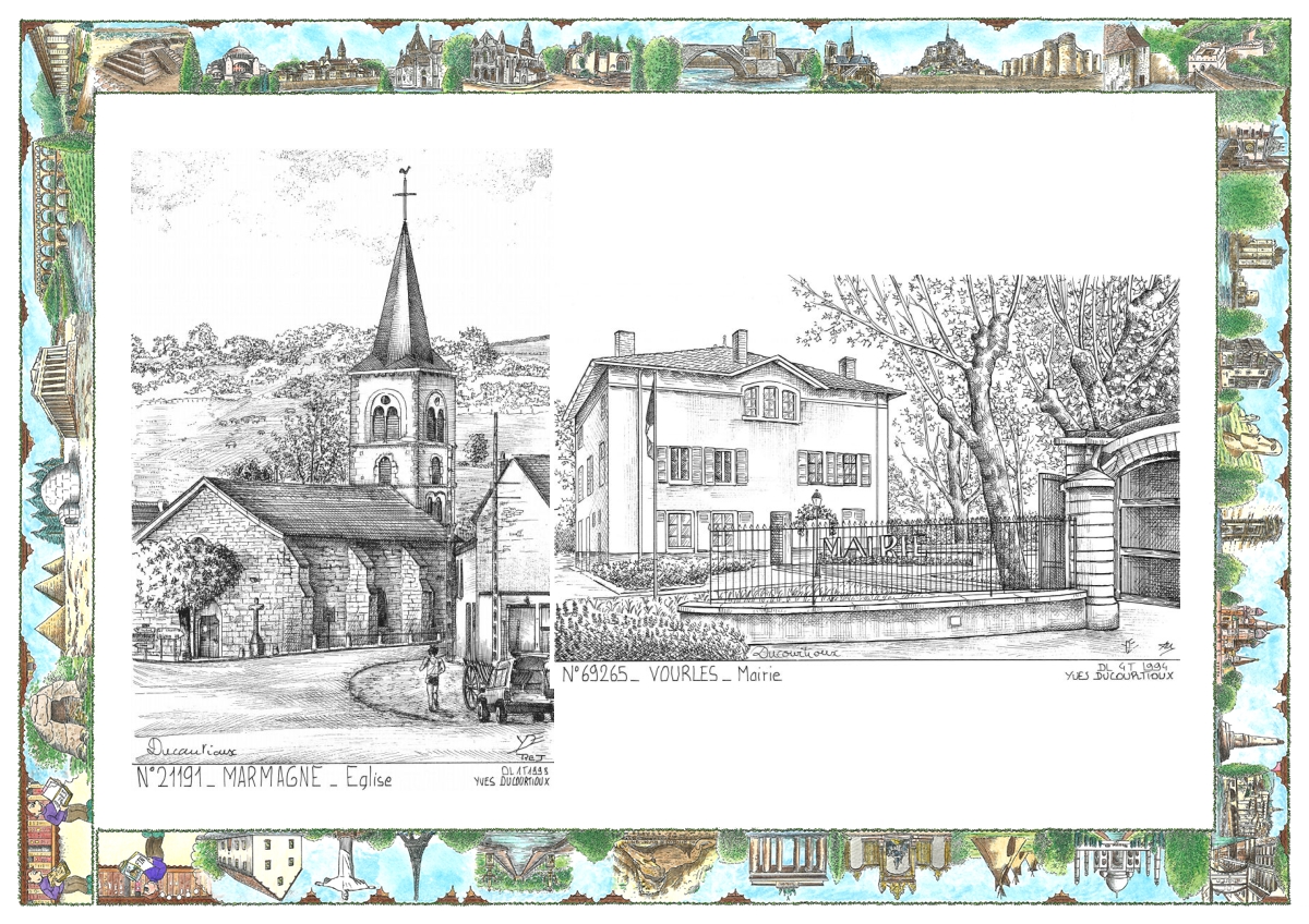 MONOCARTE N 21191-69265 - MARMAGNE - �glise / VOURLES - mairie