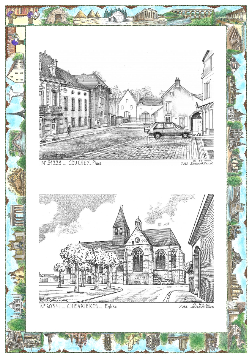 MONOCARTE N 21229-60341 - COUCHEY - place / CHEVRIERES - �glise