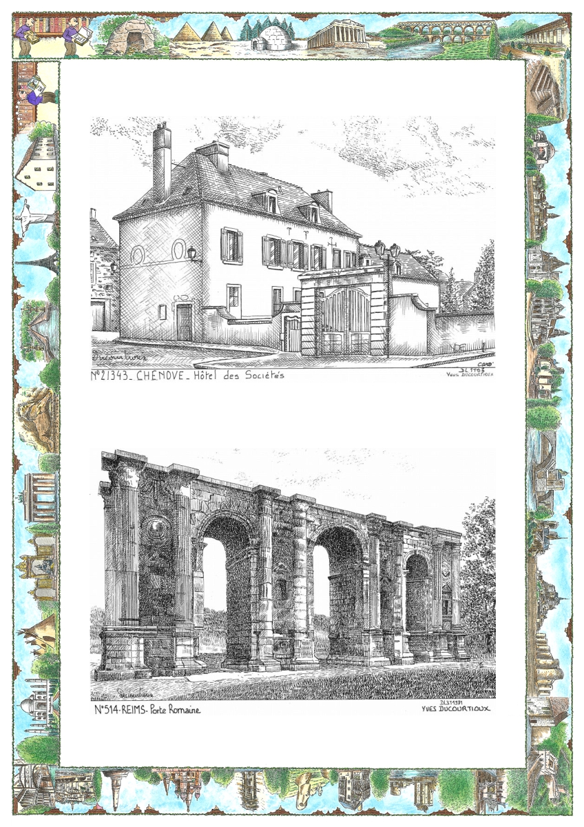 MONOCARTE N 21343-51004 - CHENOVE - h�tel des soci�t�s / REIMS - porte romaine