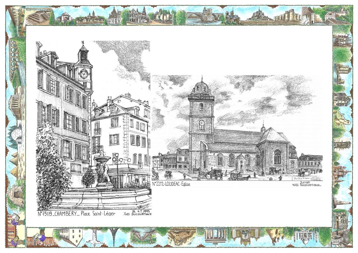 MONOCARTE N 22012-73119 - LOUDEAC - �glise / CHAMBERY - place st l�ger