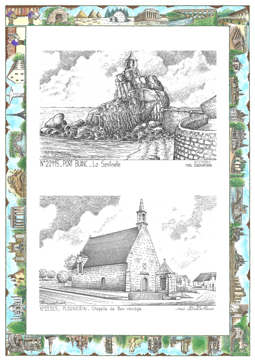 MONOCARTE N 22115-22325 - PORT BLANC - la sentinelle / PLOUNERIN - chapelle de bon voyage