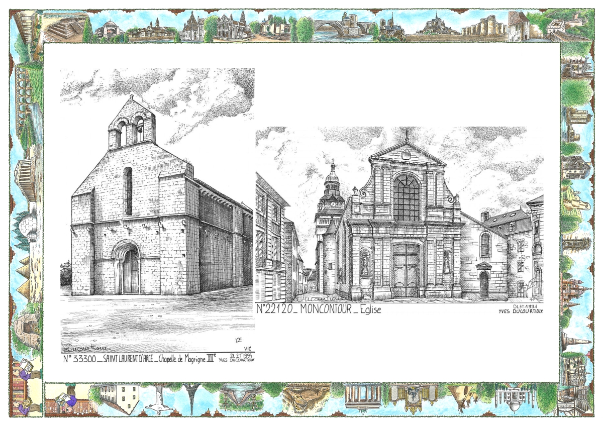 MONOCARTE N 22120-33300 - MONCONTOUR - �glise / ST LAURENT D ARCE - chapelle de magrigne XII�