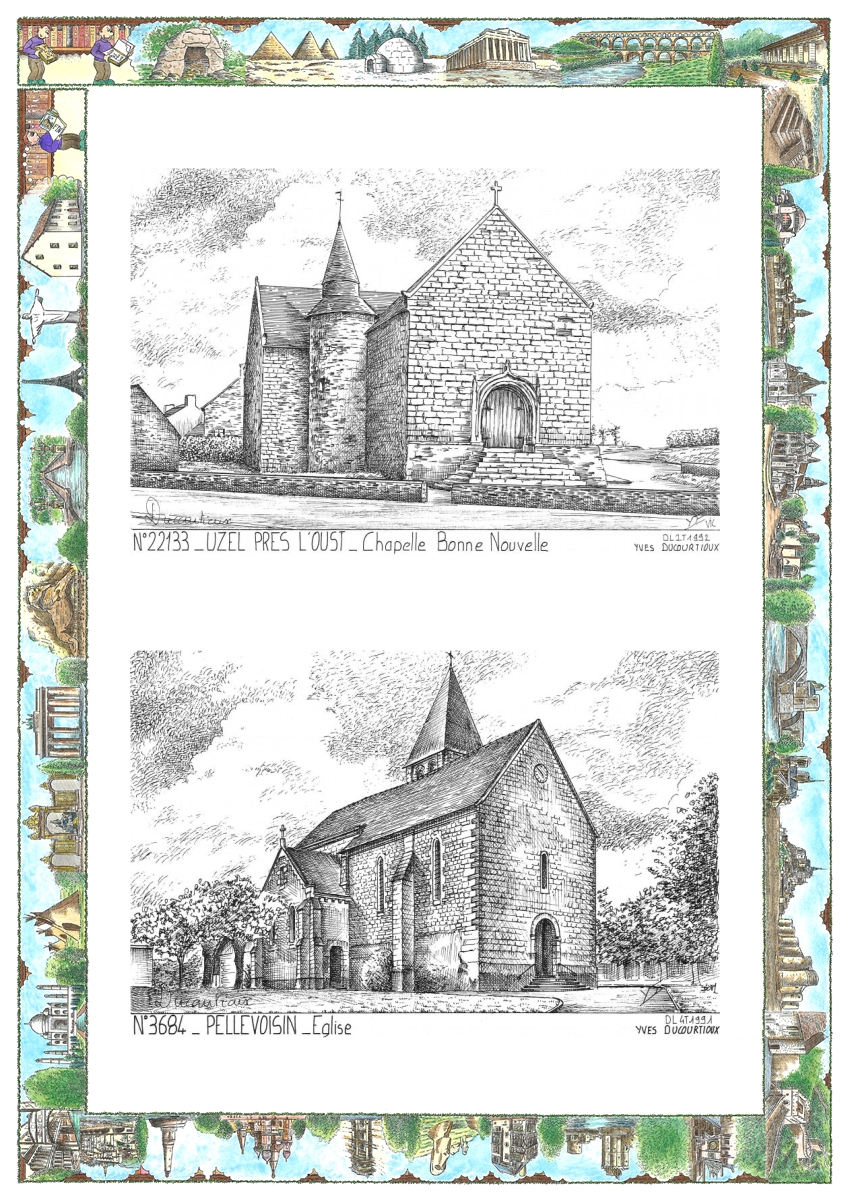 MONOCARTE N 22133-36084 - UZEL PRES L OUST - chapelle bonne nouvelle / PELLEVOISIN - �glise