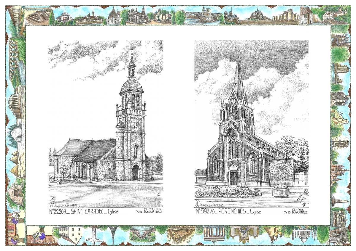 MONOCARTE N 22207-59276 - ST CARADEC - �glise / PERENCHIES - �glise