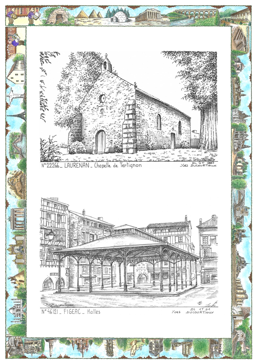 MONOCARTE N 22266-46121 - LAURENAN - chapelle de tertignon / FIGEAC - halles