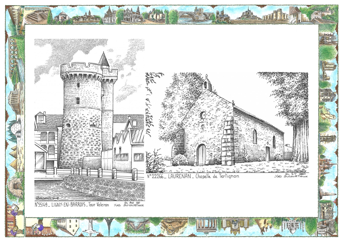 MONOCARTE N 22266-55149 - LAURENAN - chapelle de tertignon / LIGNY EN BARROIS - tour valeran