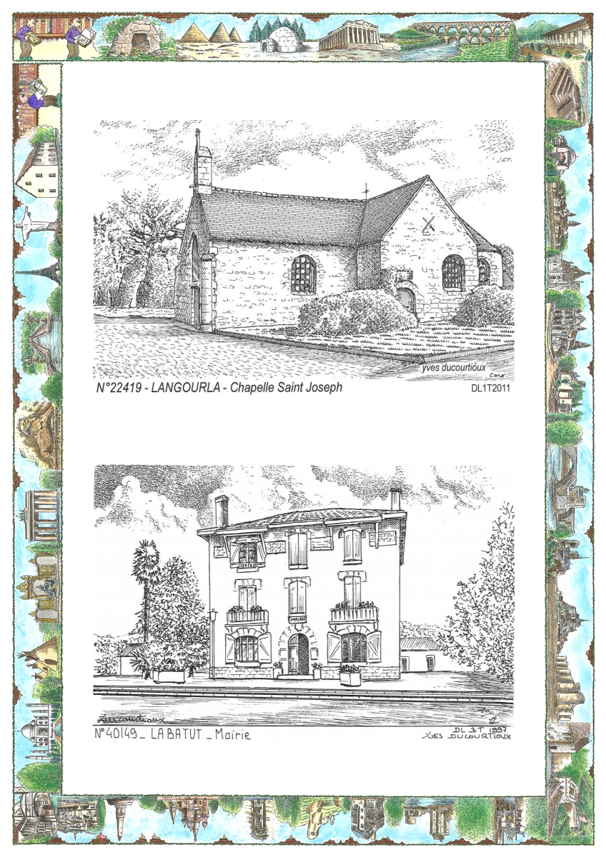 MONOCARTE N 22419-40149 - LANGOURLA - chapelle st joseph / LABATUT - mairie