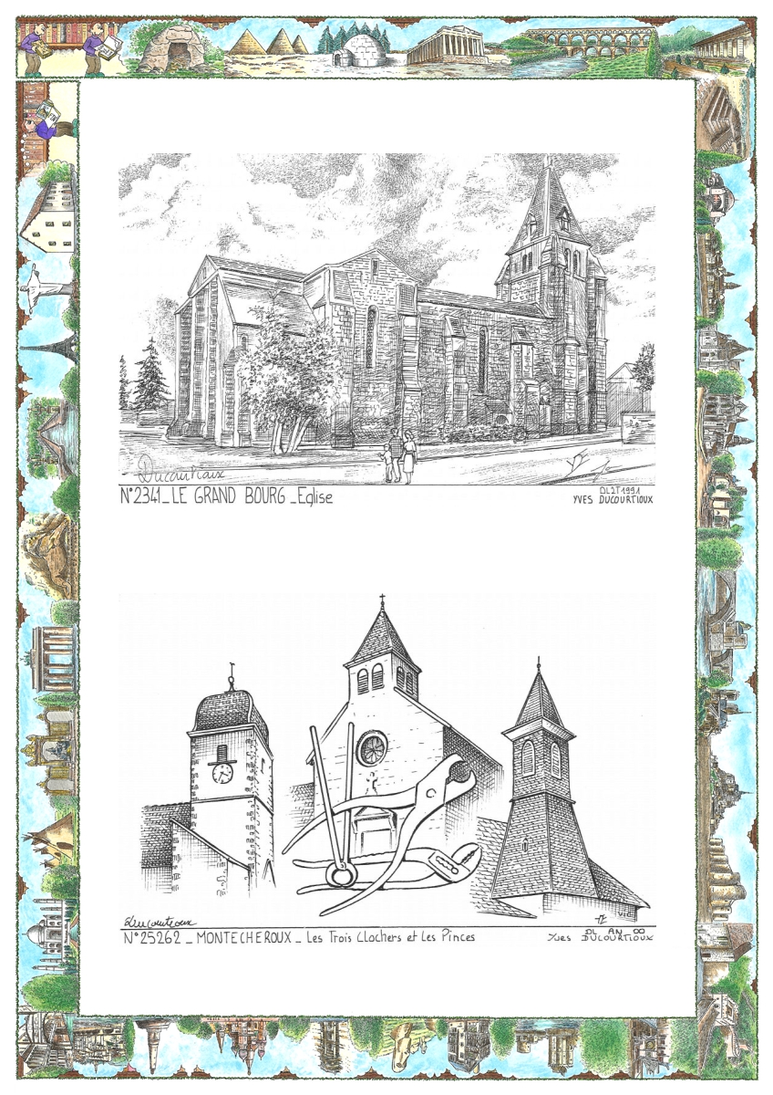 MONOCARTE N 23041-25262 - LE GRAND BOURG - �glise / MONTECHEROUX - les 3 clochers et les pinces