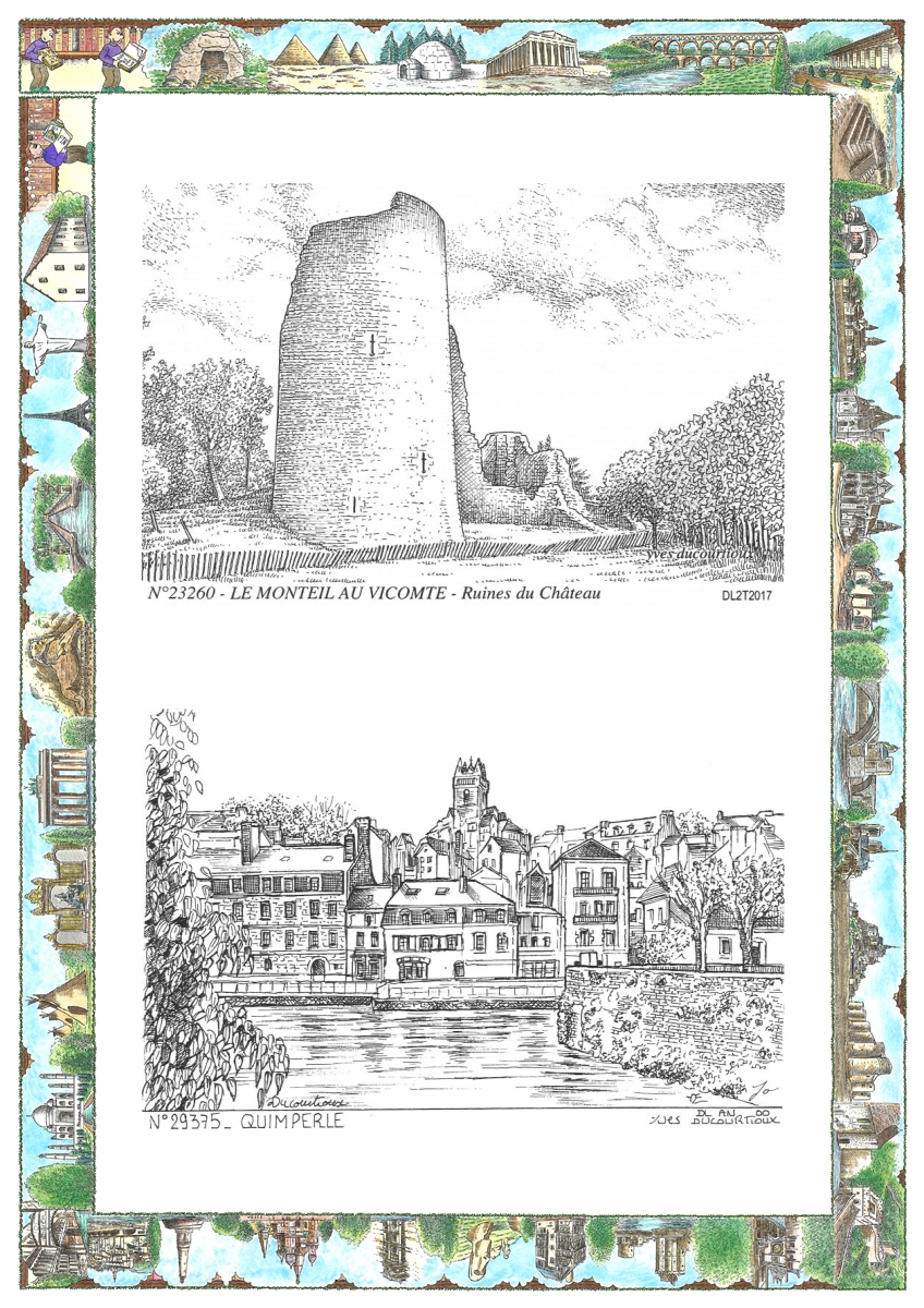 MONOCARTE N 23260-29375 - LE MONTEIL AU VICOMTE - ruines du ch�teau / QUIMPERLE - vue