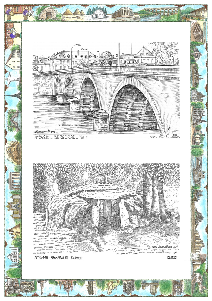 MONOCARTE N 24215-29446 - BERGERAC - pont / BRENNILIS - dolmen