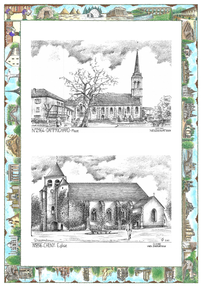MONOCARTE N 25064-89076 - DAMPRICHARD - place / CHENY - �glise