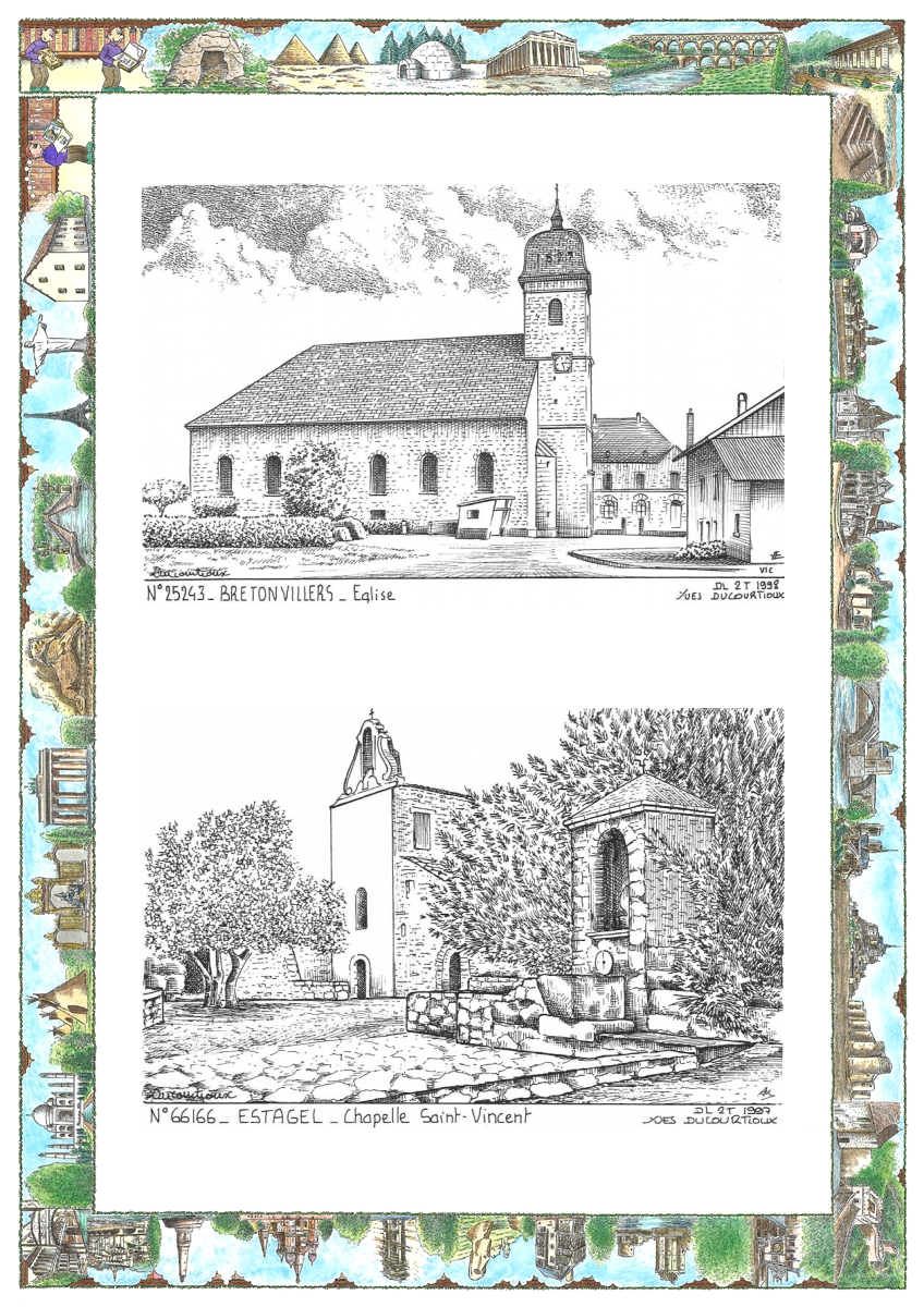 MONOCARTE N 25243-66166 - BRETONVILLERS - �glise / ESTAGEL - chapelle st vincent