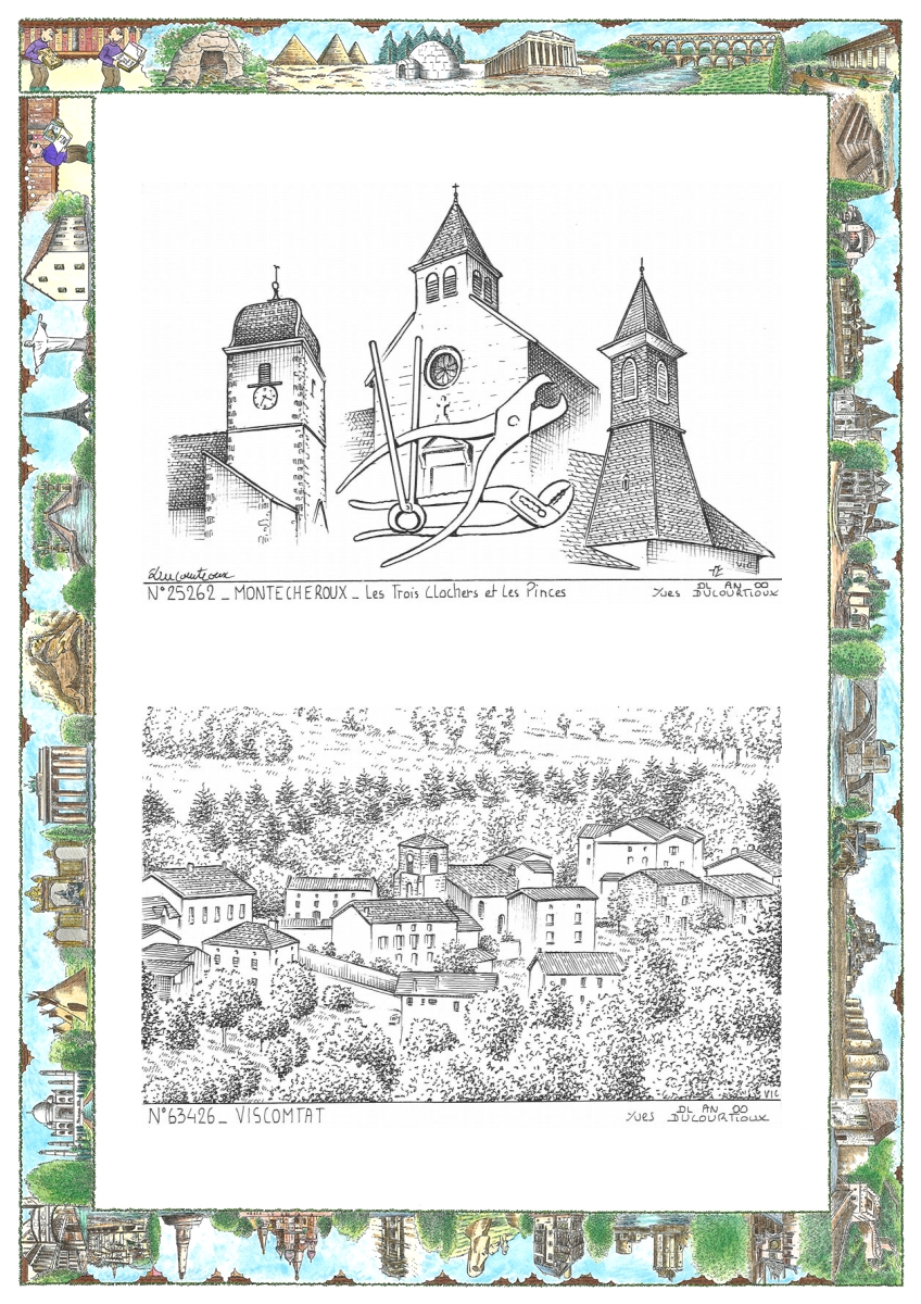 MONOCARTE N 25262-63426 - MONTECHEROUX - les 3 clochers et les pinces / VISCOMTAT - vue