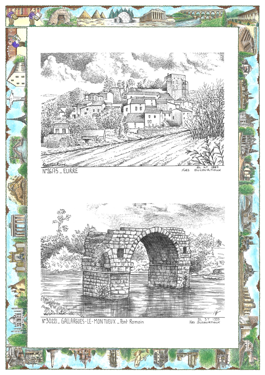 MONOCARTE N 26175-30221 - EURRE - vue / GALLARGUES LE MONTUEUX - pont romain