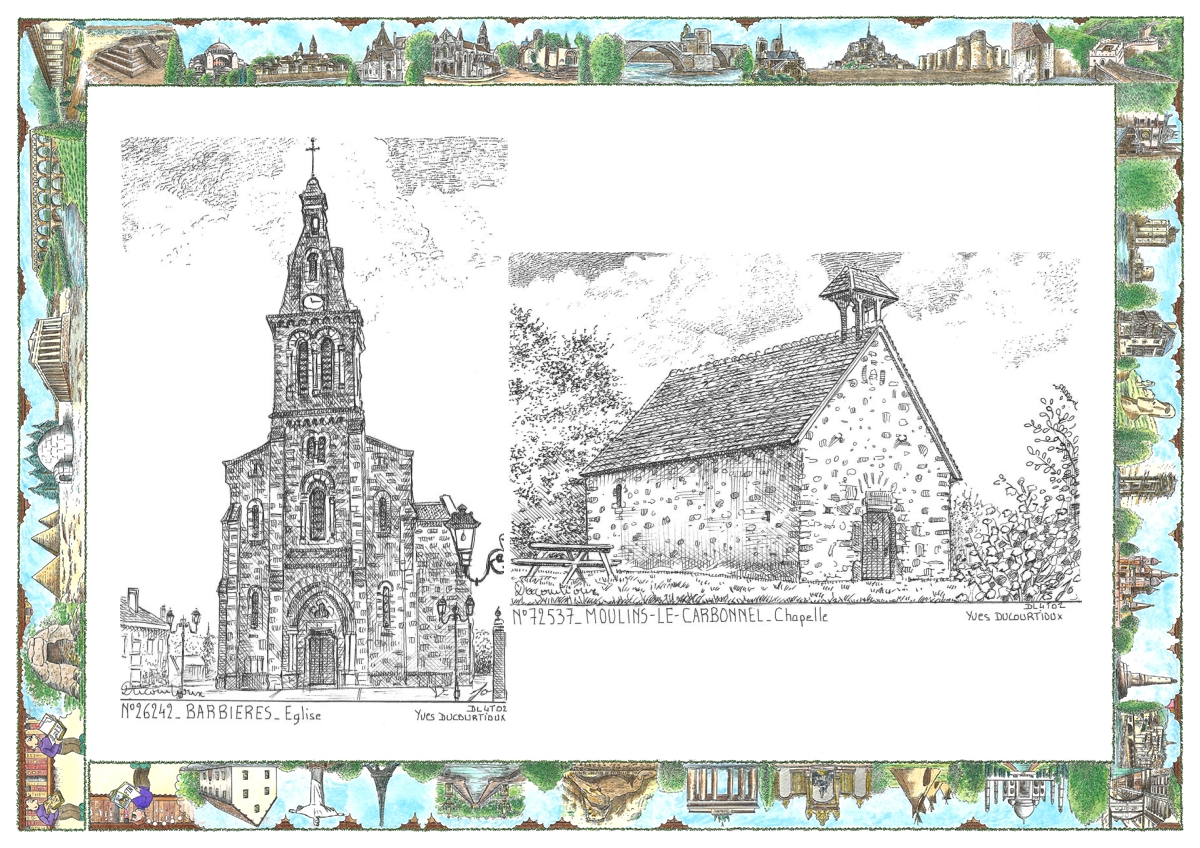 MONOCARTE N 26242-72537 - BARBIERES - �glise / MOULINS LE CARBONNEL - chapelle