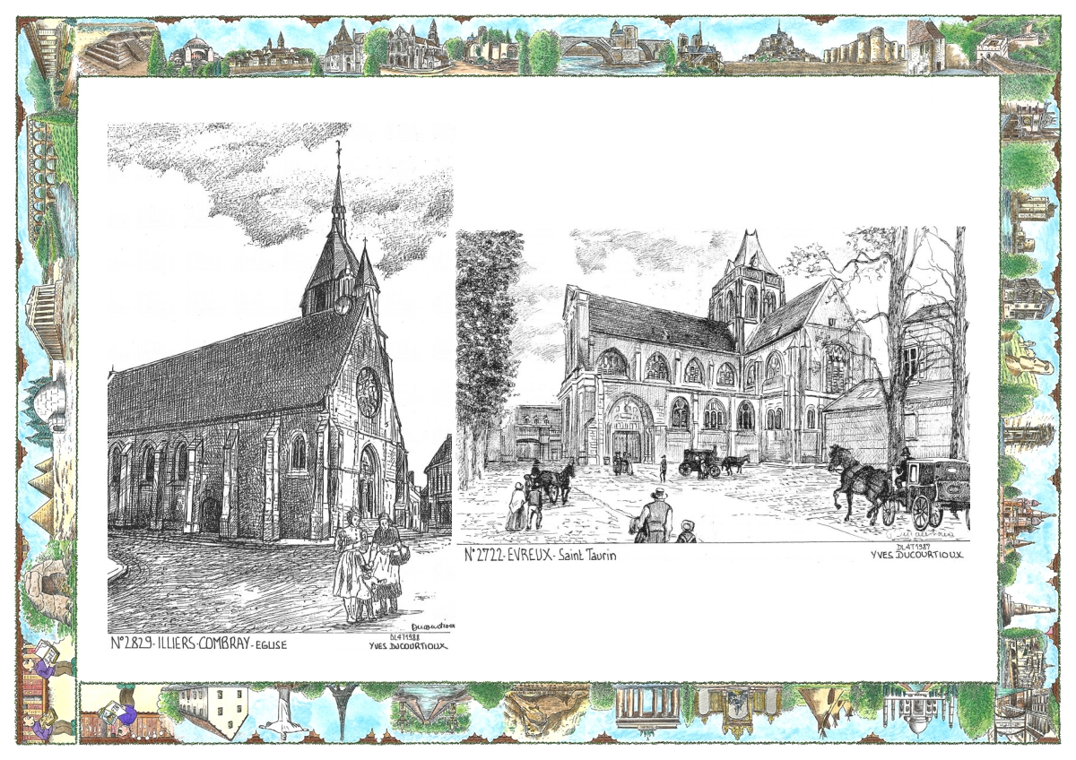 MONOCARTE N 27022-28029 - EVREUX - st taurin / ILLIERS COMBRAY - �glise