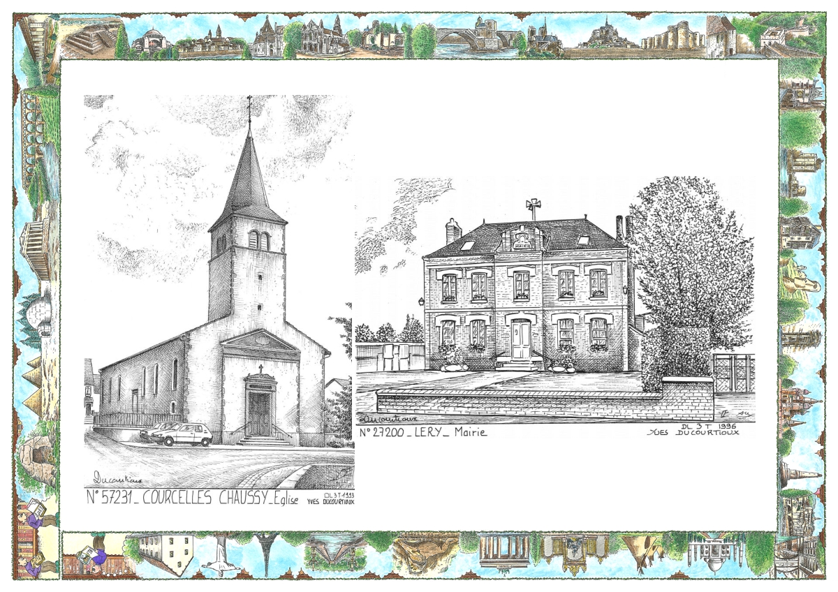 MONOCARTE N 27200-57231 - LERY - mairie / COURCELLES CHAUSSY - �glise
