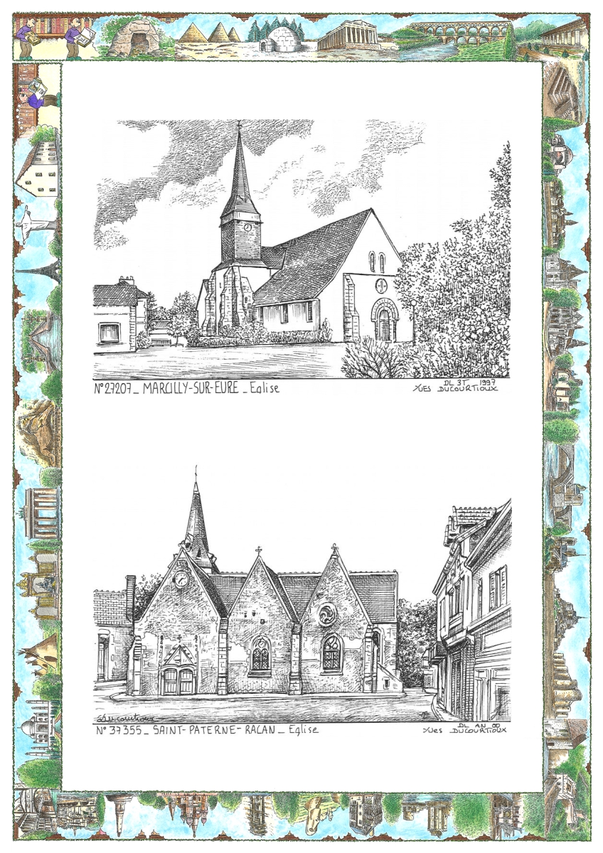 MONOCARTE N 27207-37355 - MARCILLY SUR EURE - �glise / ST PATERNE RACAN - �glise