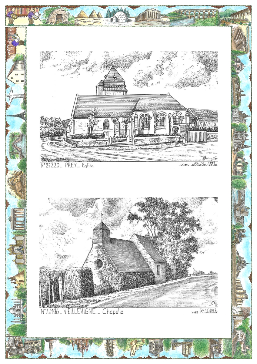MONOCARTE N 27220-44196 - PREY - �glise / VIEILLEVIGNE - chapelle