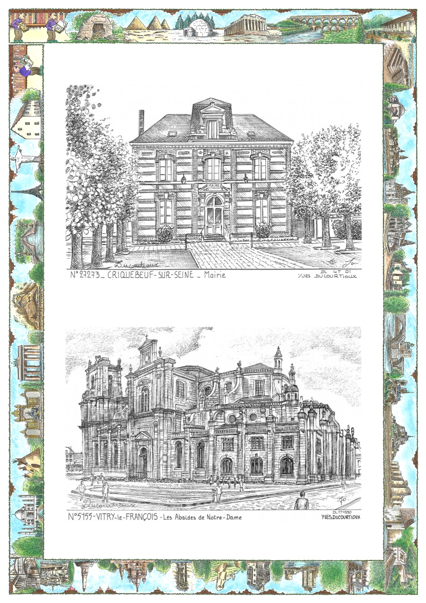 MONOCARTE N 27273-51055 - CRIQUEBEUF SUR SEINE - mairie / VITRY LE FRANCOIS - les absides de notre dame