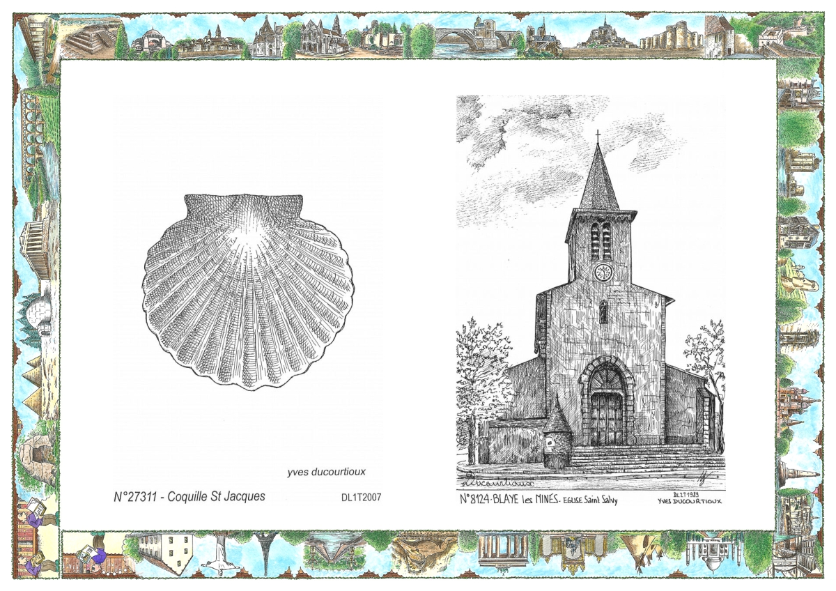 MONOCARTE N 27311-81024 - CONCHES EN OUCHE - coquille st jacques / BLAYE LES MINES - �glise st salvy