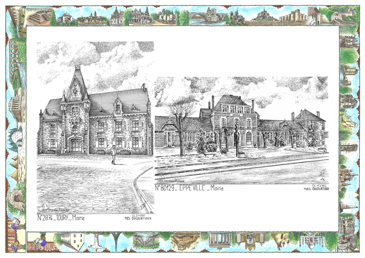MONOCARTE N 28074-80129 - TOURY - mairie / EPPEVILLE - mairie