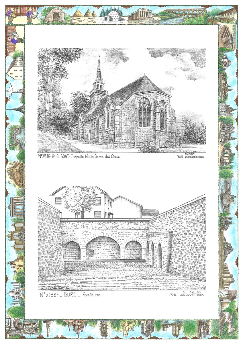 MONOCARTE N 29016-57387 - HUELGOAT - chapelle notre dame des cieux / BURE - fontaine